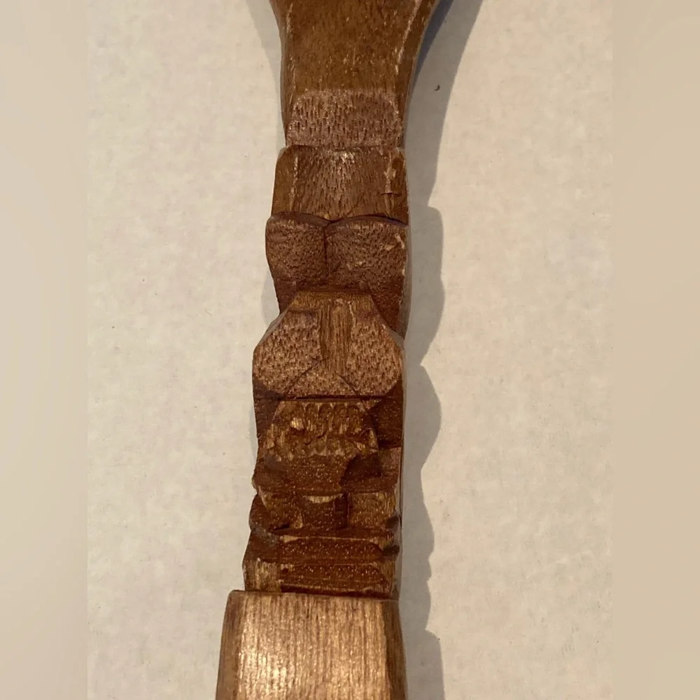 Vintage MCM Large Wooden Spoon and Fork Wall Hanging Tiki Totem Decor Lot of 4